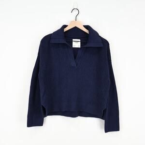 Abercrombie & Fitch Navy Ribbed Collared Pullover Sweater